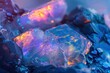 Macro photography captures the intricate beauty of a raw opal, with its vibrant play of colors and unique patterns illuminated from within