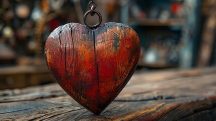 Canvas Print - a heart shaped wooden object