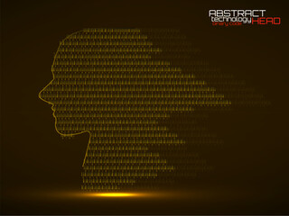 Wall Mural - Artificial intelligence. Abstract human head barcode with binary code. Technology background