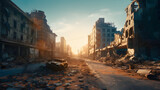 Fototapeta Fototapeta uliczki - deserted city with debris