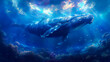Humpback Whale Swimming in the  Ocean.  Exploring the Ocean Depths