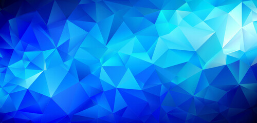 Poster - A bright blue geometric abstract polygonal background.