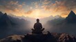 Generative AI A serene yogi practicing meditation atop a mountain peak, surrounded by breathtaking vistas.
