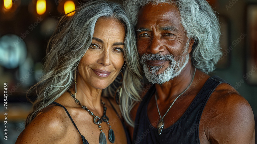 portrait-of-a-mature-fit-interracial-couple-married-and-in-love-stock