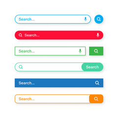 Wall Mural - colorful search bar templates. internet browser engine with search box, address bar and text field. 