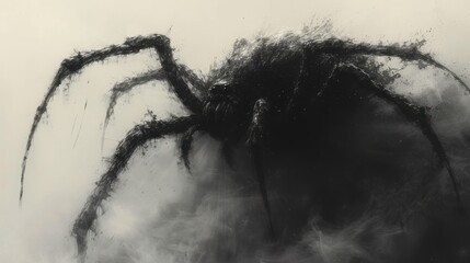 Spider's Web, Dark Spiral, Intricate Pattern, Mysterious Fog.