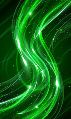 Sticker - wirling green waves with sparkling lights, creating a dynamic and serene abstract design.