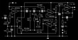 Technical schematic diagram of analog electronic device.
Vector drawing electrical circuit with operational amplifier,
capacitor, resistor, key, other components.