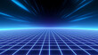 © jiejie - Perspective grid abstract retro background, cyberspace grid