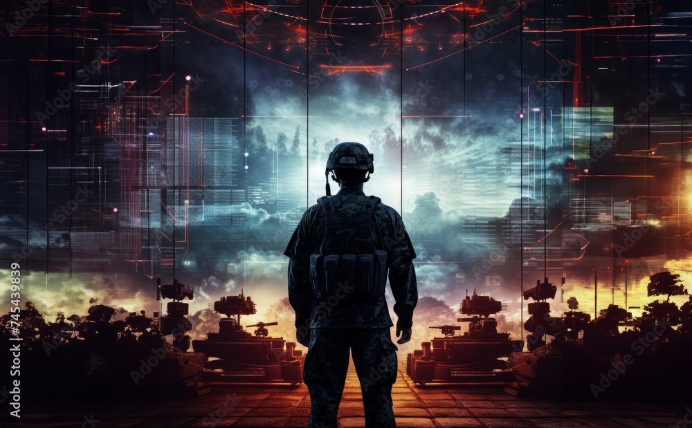 Visual Strategy Soldier A special soldier is depicted observing the wartime situation and the ...