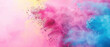 Holi festival background with colorful powder splash, wide pink banner with copy space