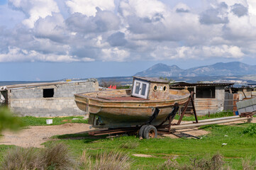 Naklejka na meble old fishing boat in a village in Cyprus 2