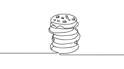 Wall Mural - Continuous one line drawing of chip cookies. Dessert concept. Single line draw design vector graphic illustration