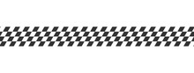 Ribbon With Race Flag Or Checkerboard Pattern In Diagonal Arrangement. Chess Game Or Rally Sport Car Competition Background. Slanted Black And White Checkered Texture