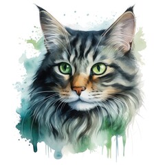 Sticker - mesmerizing cat with striking green eyes staring directly at the camera