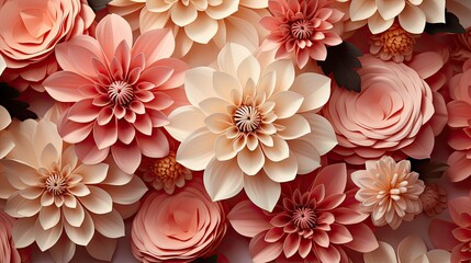 Sticker - A vibrant assortment of paper flowers arranged in a cluster on a wall, creating a cheerful and artistic display