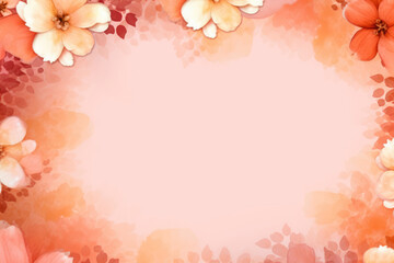 Poster - Delicate pink background adorned with vibrant flowers in full bloom, creating a serene and enchanting atmosphere