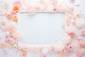 Poster - White square frame adorned with vibrant pink and orange flowers, creating a beautiful and colorful display of natures beauty