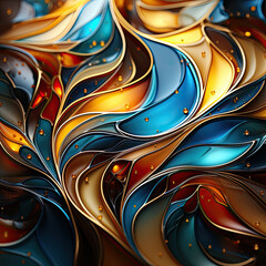 Poster - colorful abstract dynamic interplay of bold hues and intricate textures creating a mesmerizing visual experience