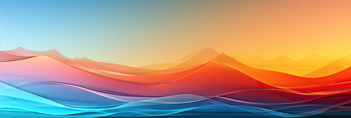 Poster - A breathtaking painting capturing the silhouette of a mountain range against a vibrant sunset backdrop, creating a mesmerizing scene of natures beauty