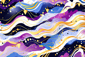 Poster - A stunning abstract painting featuring intertwining streaks of gold and purple, creating a harmonious and dynamic composition