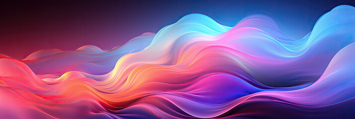 Leinwandbilder - A mesmerizing multicolored wave of light dances elegantly against a deep black backdrop