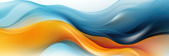 Poster - Swirling waves of blue yellow create an abstract and mesmerizing background, evoking a sense of movement and tranquility