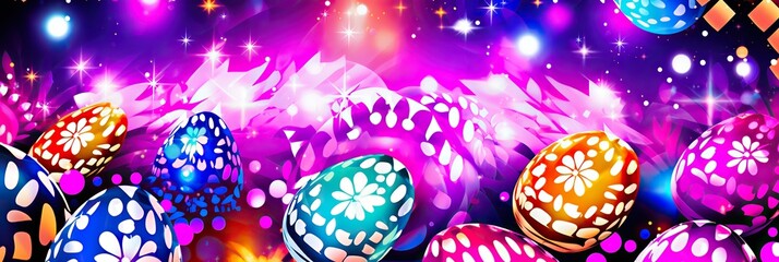 Sticker - A vibrant assortment of colorful eggs contrast against a dark black background, creating a mesmerizing and enchanting display of hues