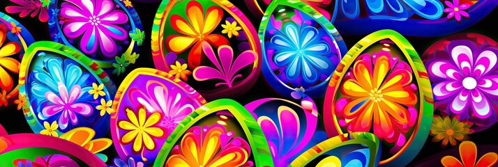 Poster - A group of brightly colored Easter eggs arranged in a harmonious composition, emitting a sense of joy and celebration