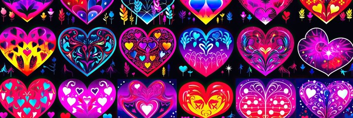 Aufkleber - A dazzling display of luminous hearts, shining brightly and filling the scene with a warm and radiant glow