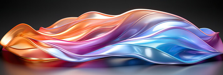 Leinwandbilder - A dazzling multicolored wave of metal gracefully undulating against a stark black background