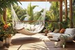 Tropical Resort Patio Paradise: Hammocks, Wooden Decks, and Beachfront Vibes