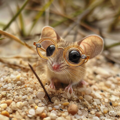 Wall Mural - mice wear glasses