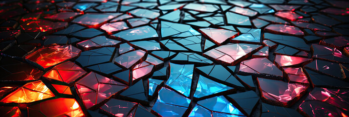 Fototapete - A mesmerizing close up of a stunning mosaic glass table top, showcasing intricate patterns and vibrant colors in a beautiful display of artistry