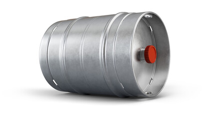 Metal beer keg isolated on transparent background. 3D render. 3D illustration.