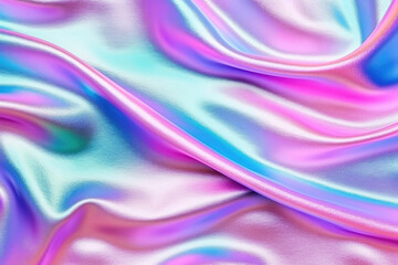 Poster - A vibrant close-up capturing the intricate weave of a pink and blue fabric, revealing a mesmerizing blend of colors and textures