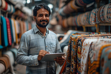 bangladeshi entrepreneur in textile factory with business plan