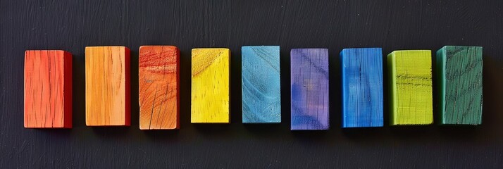 Wall Mural - A spectrum of colorful wooden blocks