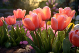 Fototapeta Tulipany - Tulips in the garden, Generative AI