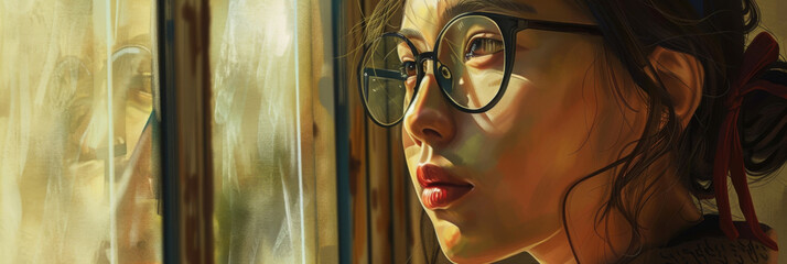 Poster - a girl with glasses, generative AI