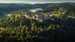 Areal view of the Stuplje Monastery near a forest