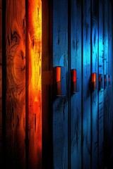 Wall Mural - A row of blue and orange lit candles. Generative AI.