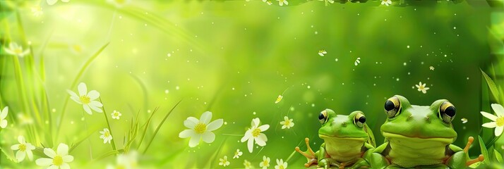 Wall Mural - cute frog background