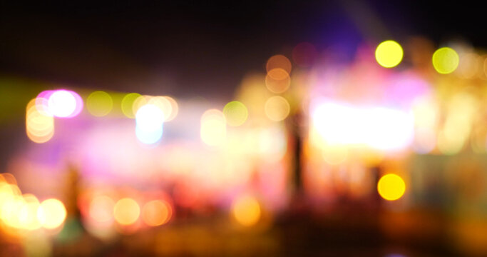 colorful bokeh abstract blurred background music festival stage show performance party. vibrant boke