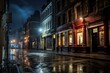Radiant Night london street. Europe night. Generate Ai