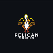 Beach Animal Pelican Bird Logo Vector Illustration Design.

