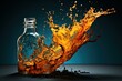 Reflective Oil splash bottle liquid. Organic fat. Generate Ai