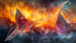 Full color abstract graphite crystal background, triangles and gemstone eleps.