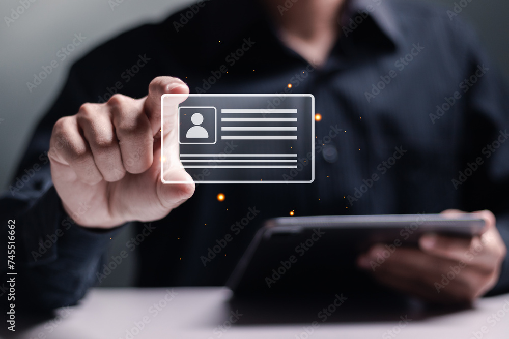 Digital identification or digital ID concept. Accessing databases by ...