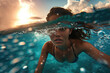 woman in bikini swimming in the sea